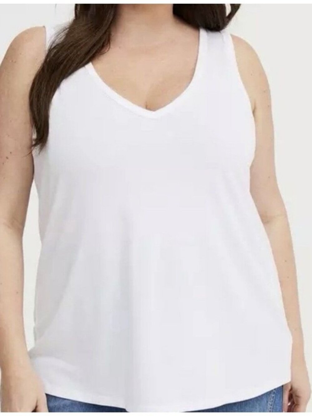 Torrid Classic Fit Knit Girlfriend Signature Jersey V Neck Tank Top White Size 2